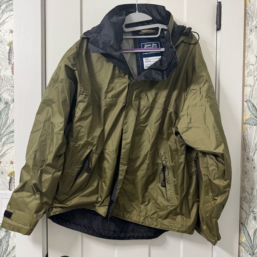 Bimini Bay Outfitters Ltd Men’s Waterproof Breathable Jacket Hooded Medium Olive